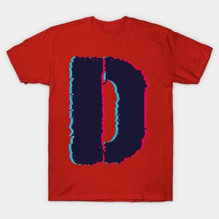 Glitch letter D, distorted letter D T-Shirt